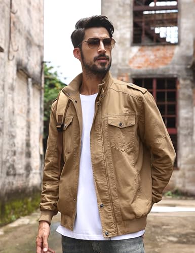 Image of TACVASEN Men's Lightweight Military Cotton Jacket Casual Windbreaker Coat