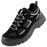 SUADEX Sicherheitsschuhe Herren Damen Arbeitsschuhe Leicht Atmungsaktiv Sneaker mit Stahlkappe,14 Schwarz,EU39