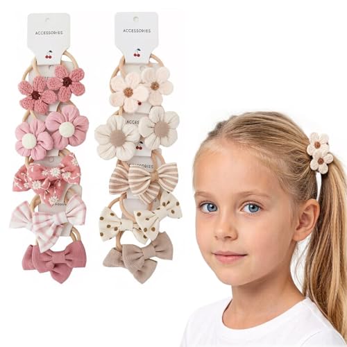 MYZWEL 20 Pezzi Elastici Capelli Bambina con Fiocco, 2 Set