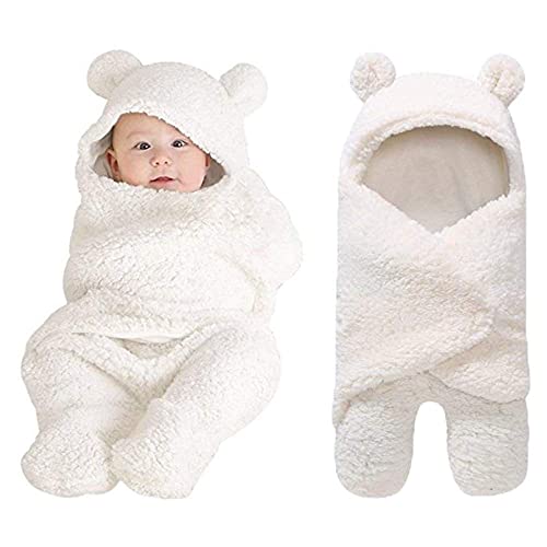 Image of XMWEALTHY Cute Newborn Baby Boys Girls Blankets Plush Swaddle Blankets White