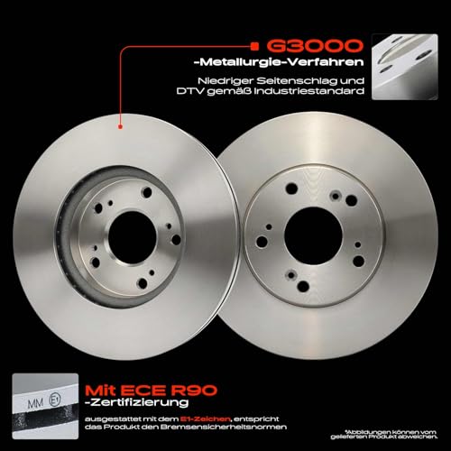 Frankberg Bremsensatz inkl. 2x Bremsscheiben + 4x Bremsbeläge Vorne Kompatibel mit Civic IX FK Civic X Schrägheck FC FK Civic X Stufenheck FC Replace# 45022TGNG00