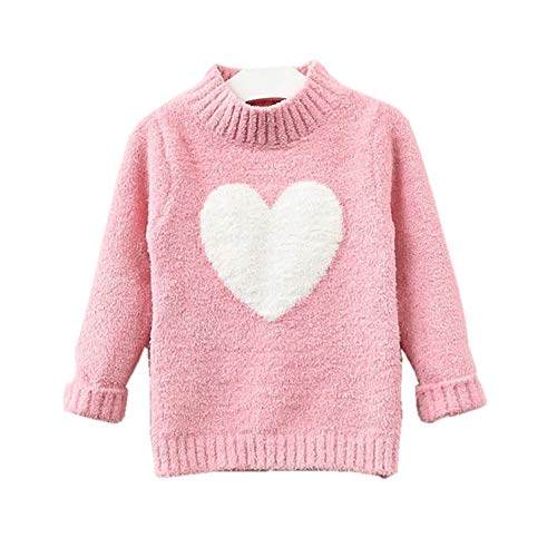 Toddler Baby Girls Pullover Sweater Kid Lovely Knit Sweatshirt Pink 120