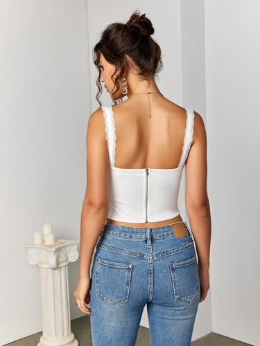 KUTUMAI Lace Corset Top Y2K Cute Square Neck Bustier Going Out Tank Crop Tops for Women Trendy Summer4