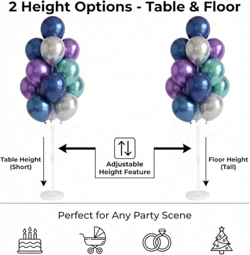 Image of Balloon Column Stand Kit with Balloons, Base and Pole, Balloon Column Kit for Floor or Table Backdrop Decoration for Party Wedding Baby Shower Birthday Graduation (Mermaid)