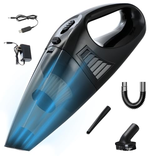Swsdee Aspiradora de Mano sin Cable, Aspirador de Mano Potente 3000Pa Potente Recargable con USB, Aspiradora de Coche Potente con y 3 Accesorios,Aspirapolvere Portatile per Auto, Casa, Ufficio