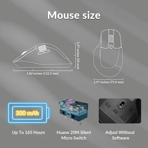 Image of Keychron M6 Silent Wireless Gaming Mouse, 1000Hz Polling, Bluetooth 5.3 /2.4GHz /Wired, PixArt 3311 Optical Sensor up to 12,000 DPI, Lightweight 3.03 oz(86g), Programmable, for Windows /Mac /Linux - Black