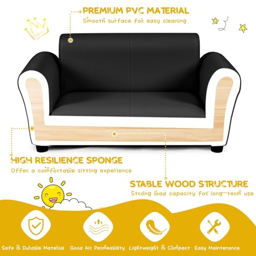 Infans2seatchildrensofaupholsteredcouchwithfootstoolsturdywoodconstructionarmrestcouchforpreschoolchildrenboysgirlskidcouchloungebedwithottomanblack Urban Country Home Decor Infans 2 seat children sofa upholstered couch with footstool sturdy wood construction armrest couch for preschool children boys girls kid couch lounge bed with ottoman black urban country home decor