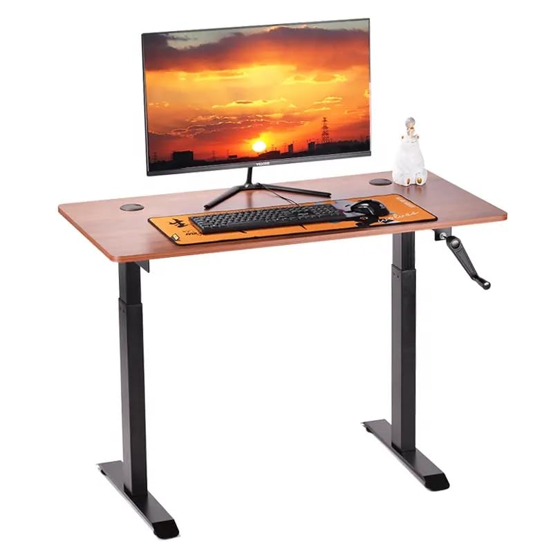 Image of YOODESK Manual Height Adjustable Table Frame Only for Office Work Non-Electric | 60 Kgs Load | Work Table for Home Sit Stand Desk with Smooth Hand Crank | 28 inch- 46 inch (71.12 cm * 116.84 cm) | Only Frame