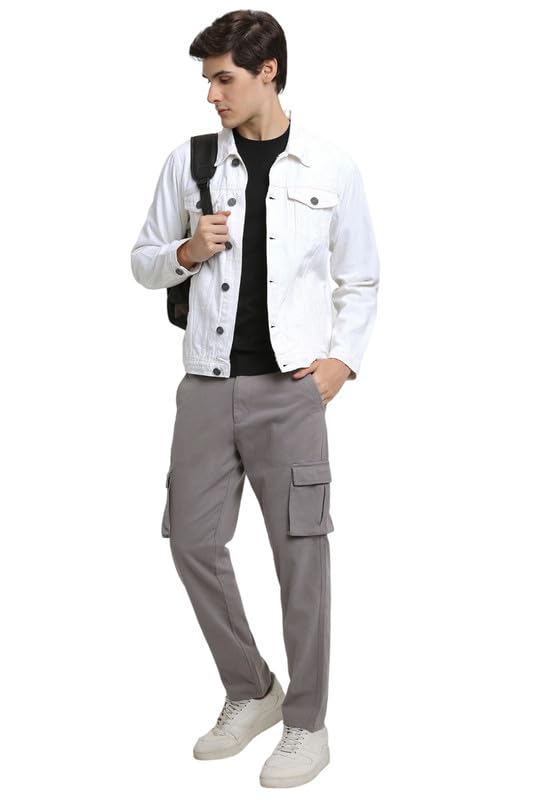 Image of DENNIS LINGO Men's Olive Washed Cotton Denim Jacket, Regular Fit Long Sleeves Regular Collar