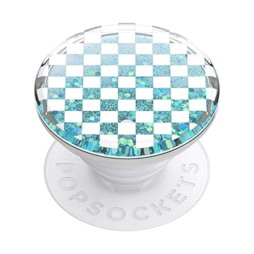PopSockets PopGrip - Expanding Stand and Grip with a Swappable Top for Smartphones and Tablets - Tidepool Checker White