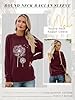 Dresswel Women Dandelion Print Sweatshirt Crew Neck Long Sleeve Tops Basic Jumper Tunic Blouse Shirts(Wine Red, 2XL) #2