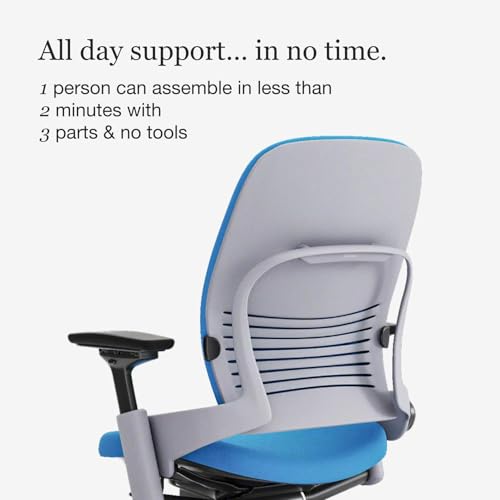 Image of Steelcase Leap Office Chair, Adjustable, Hard Floors, Blue Jay Fabric
