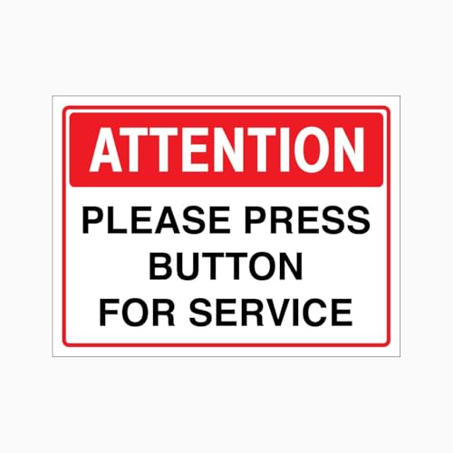 8x12 Inch Metal Sign, push the button to request service, decorative plate for indoor and outdoor areas