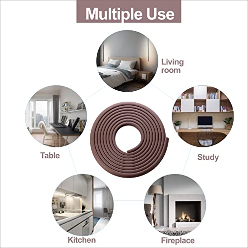 Baby Proof Edges & Corners Protector - Child Proofing Corner Edge Safety Gurards 18Ft Edge + 8 Corners Kids Furniture Foam Cushion Bumpers Guard For Fireplace Table Cabinet (Coffee Brown) #TOP5