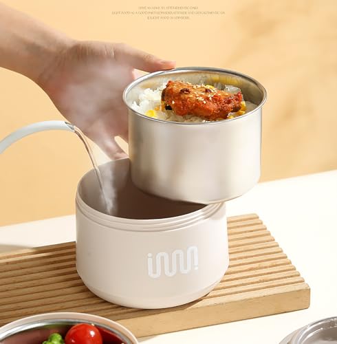 Image of House of Quirk 2 Layer 304 Stainless Steel Lunch Box | Portable Leak-Proof Food Storage Container for Office, School & Travel (Oatmeal)