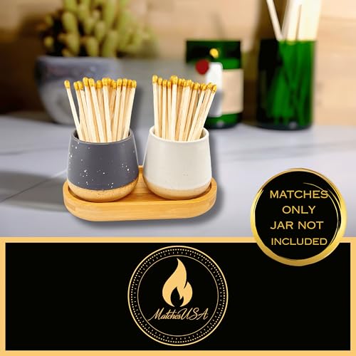 Image of 200 Count | 4 inch Long Gold Tip Matches | Color Safety Match Bundle (4 inches) | Replacement Refill Long for Fireplace & Candles | Wooden Wood Matchsticks