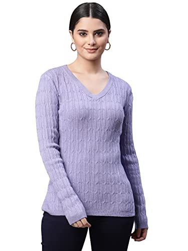 Image of Global Republic Acrylic Regular Fit V-Neck Full Sleeves Pullover for Women