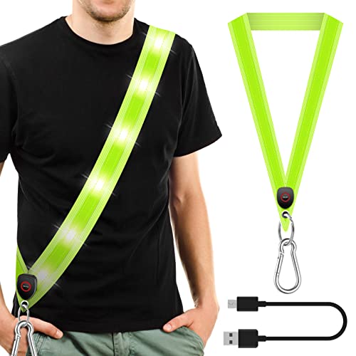 ytorgr Reflektor Gürtel LED Lauflicht, Reflektierender Sicherheitsgürtel Hohe USB Aufladbar,Nacht Sicherheitslicht Reflektoren Leuchtgurt 1stück Cover