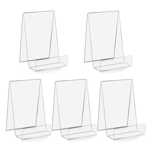 CHANGJIQ アクリルスタンド 5個セット ディスプレイスタンド アクリルディスプレイイーゼル カードスタンド 透明 レコードラック 本立て 卓上用 POP広告メニュー 展示台 本棚 装飾 図書館 オフィス 文房具ギフト