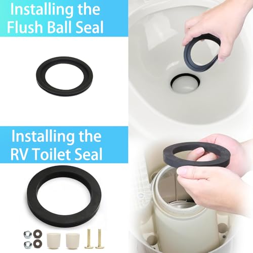 Image of altivox RV Toilet Seal Replacement Kit for Dometic 300 /310 /320 Series - 385311652 & 385311658 Flush Ball Seal & Gasket, 2-in-1 Combo Kit| Fix Leaks, Odor-Proof, Easy Install