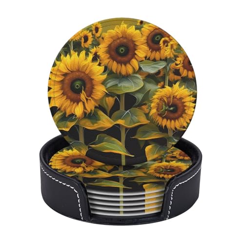Dessous de verre tournesols en polyuréthane imperméable et lavable - 6