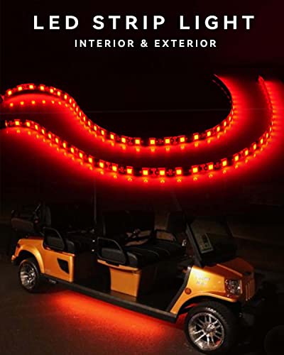 Image of Red Led Strip Lights 24 inch Connectable 12V Led Light Strip for Cars Golf Cart Boat Marine Motorcycle Interior & Exterior Waterproof Car Light Strip, 4Pack