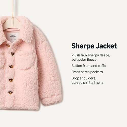 Amazon Essentials x Sofia Grainge Unisex Babies' Soft Faux Sherpa Fleece Overshirt Jacket with Pockets, Light Pink, 18 Months - image 3