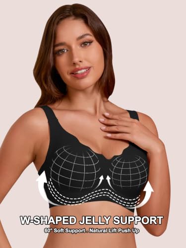 COCOMARTS Jelly Bras for Women No Underwire Push Up Bra Black 2XL — view 3