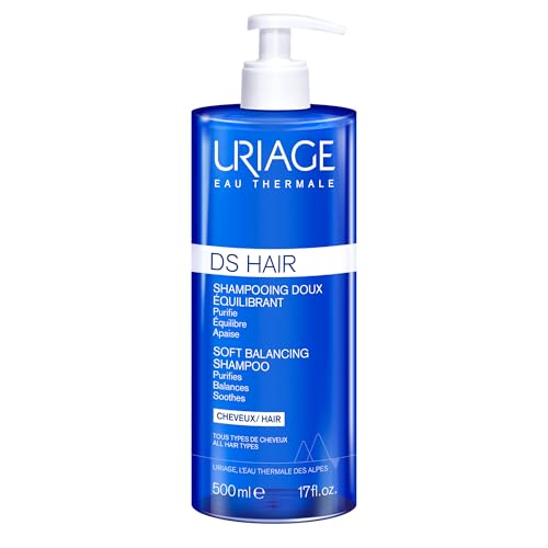 Uriage DS Hair Soft Shampoo with Edelweiss - Deeply Purifies & Soothes - Leaves Hair Soft & Shiny - Fresh & Floral Scent - Everyday wash - Suitable for Sensitive & Irritated Scalps - Soap-free - 500ml