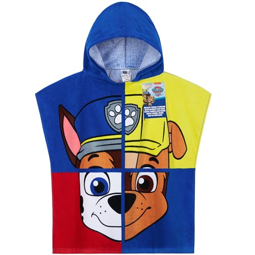 Get Trend Paw Patrol Serviette de Bain avec Capuche Peignoir de Bain Enfant Absorbant Poncho de Bain Plage Piscine (Bleu Paw Patrol, 2-6 Ans)