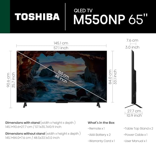 Image of Toshiba 164 cm (65 Inches) 4K Ultra HD Smart QLED Google TV | Dolby Vision Atmos, HDR10+ | 2.1 CH 49W Powerful Speakers with Sub Woofer | VRR 120 Hz & Game Mode | REGZA Engine ZR | 65M550NP (Black)