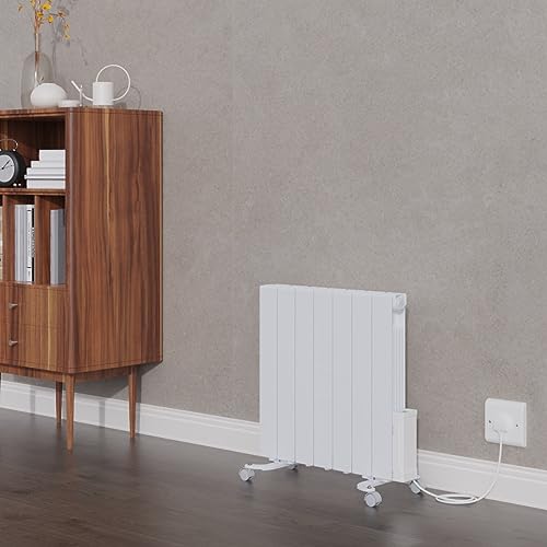 Warmehaus Wall Mounted Oil Filled Radiator Smart WiFi Connection, 7 Fins Portable Electric Heater with Child Lock Function, Adjustable Thermostat Daily & Weekly Timer, Energy Efficient 575x615mm 1200W