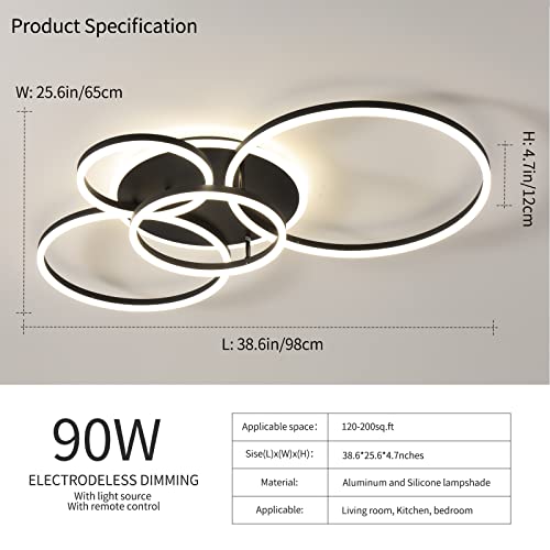 Lámpara de techo LED para sala de estar con diseño circular y tono regulable 6