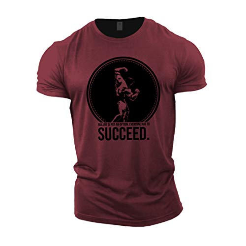 GYMTIER Arnold Schwarzenegger Succeed T-shirt de musculation pour homme, bordeaux, S Cover