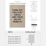 Turns Out These Are My Monkeys Motivational Canvas Wall Art Print Funny Quote Inspirational Art Poster Trendy Office Affirmation Wall Decor Minimalist Picture Painting Home Decor 8x12inch Unframed