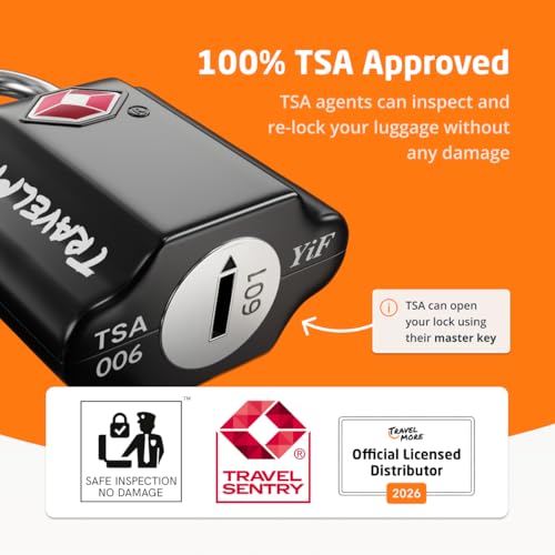 Suitcase Padlocks with Keys – TSA Approved – Travel Locks for Luggage – 2-Pack, Black - Image 4