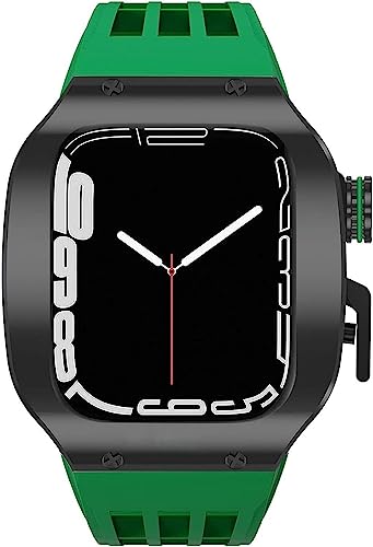 Protection Complète Apple Watch 44mm - Kit Mod Titane et Bracelet Caoutchouc