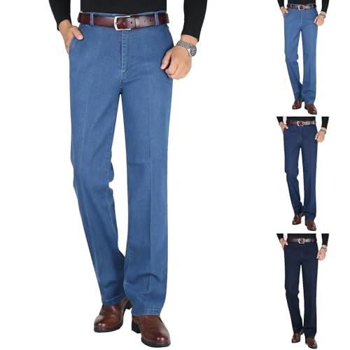 Jett Jeans for Older Men Mens Stretch Relaxed Fit Jeans High Waist Light Blue Casual Denim Pants