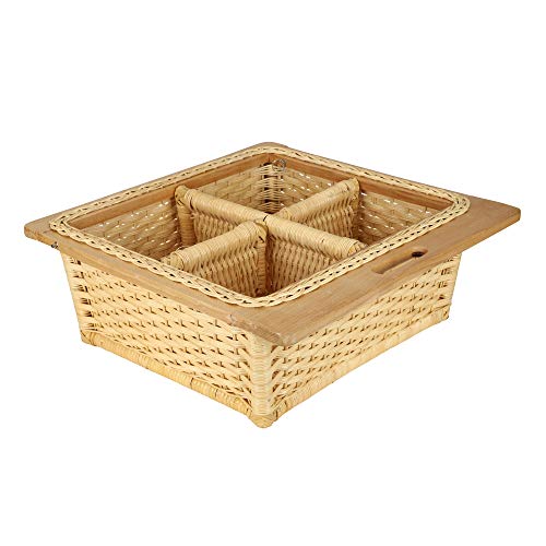 AKWAY Wicker Basket With Double Partition For Modular Kitchen (Size: 22.5 W x 20 L x 8 H Inches Including Channel)