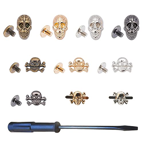 Hayaww 10 Pcs Totenkopfnieten, Ledernieten Spikes Handgepresste Nieten Skull Ghost Nieten Legierung RüCken Nieten Skeleton Ghost Niet Ghost Niet Stud, FüR Hut Schuhe Jacke GüRtel Diy Leder Handwerk