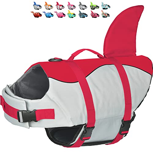 Dogcheer Dog Life Jacket Shark, Adjustable Dog Swim Life Vest for Swimming Boating with Superior Buoyancy & Rescue Handle, Ripstop Pet Float Vest Coat for Small Medium Large Dogs - Blue, XS