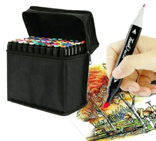 DEALBOX Set 24 Colours Watercolour Markers Dual Tip Broad Fine Point Colouring Pens Art Drawing Sketching Calligraphy Drawing