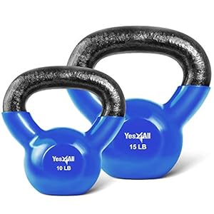 Yes4All Vinyl Coated Kettlebell Set of Weights – Strength Training Kettlebell Sets 25, 30, 35, 45, 60, 70, 105 lbs