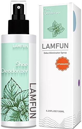Lamfun Shoe Odor Eliminator, Natural Shoe Deodorizer Spray for Stinky Sneakers or Smelly Feet, Foot Deodorant Fight All Odors, Peppermint, 150ml