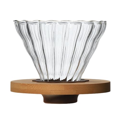 Demsyeq Vierte sobre el gotero de café | Vidrio vertido con soporte, embudo de café, taza de una sola taza, taza de filtro de café hecha a mano para los amantes del café
