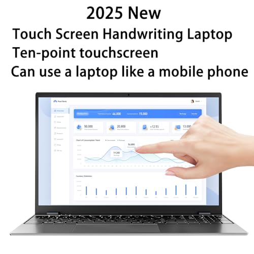 Image of 15.6-inch touchscreen portable laptop, with high-end all-metal body,16GB DDR4+512GB SSD, N95 quad-core 3.4GHz processor, fingerprint recognition and backlit keyboard,1920x1080, supports WiFi,Win11