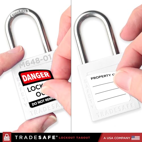 Image of TRADESAFE Lockout Tagout Locks Set with Master Keys - 10 White Loto Locks, Keyed Different Lock Out Tag Out Padlocks, 2 Keys Per Lockout Padlock