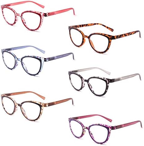 IVNUOYI 6 Pack Reading Glasses Blue Light Blocking Fashion Ladies Readers with Spring Hinges,Anti Glare UV Eyestrain,Computer Eyeglasses for Women 1.75