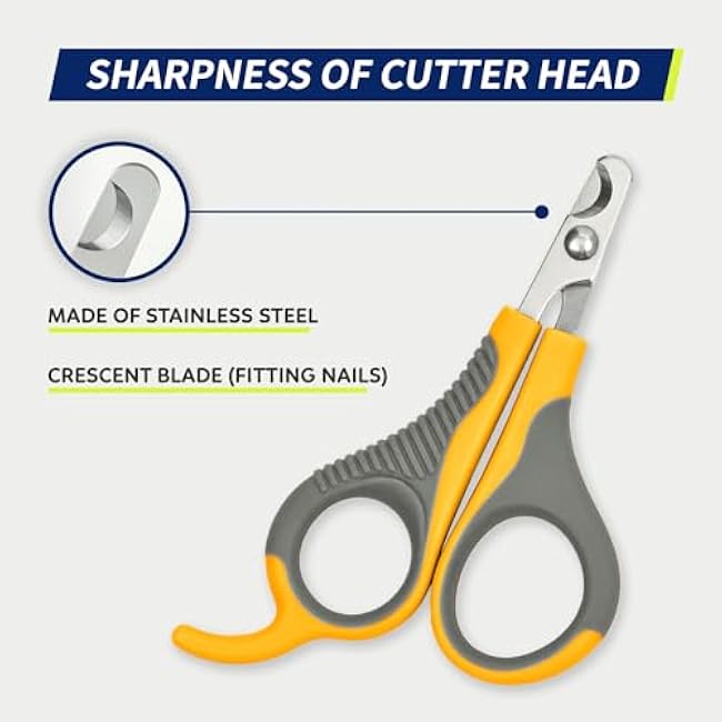 WePet Pet Nail Clippers U07.2, Professional Claw Trimmer, Scissor for Cats, Puppies, Kittens, Hamsters, Rabbits and Small Animals, Sharp, Safe, Small, Grey/Yellow-pALOeZEn