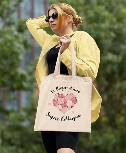 Paroles d'amour Tote Bag Femme - Cadeau Collègue Bazar d'une Super Collègue - Sac Tissu - Sac en Toile Femme - Canvas Sac Tote Bag - sac de course - sac cabas – vue 4